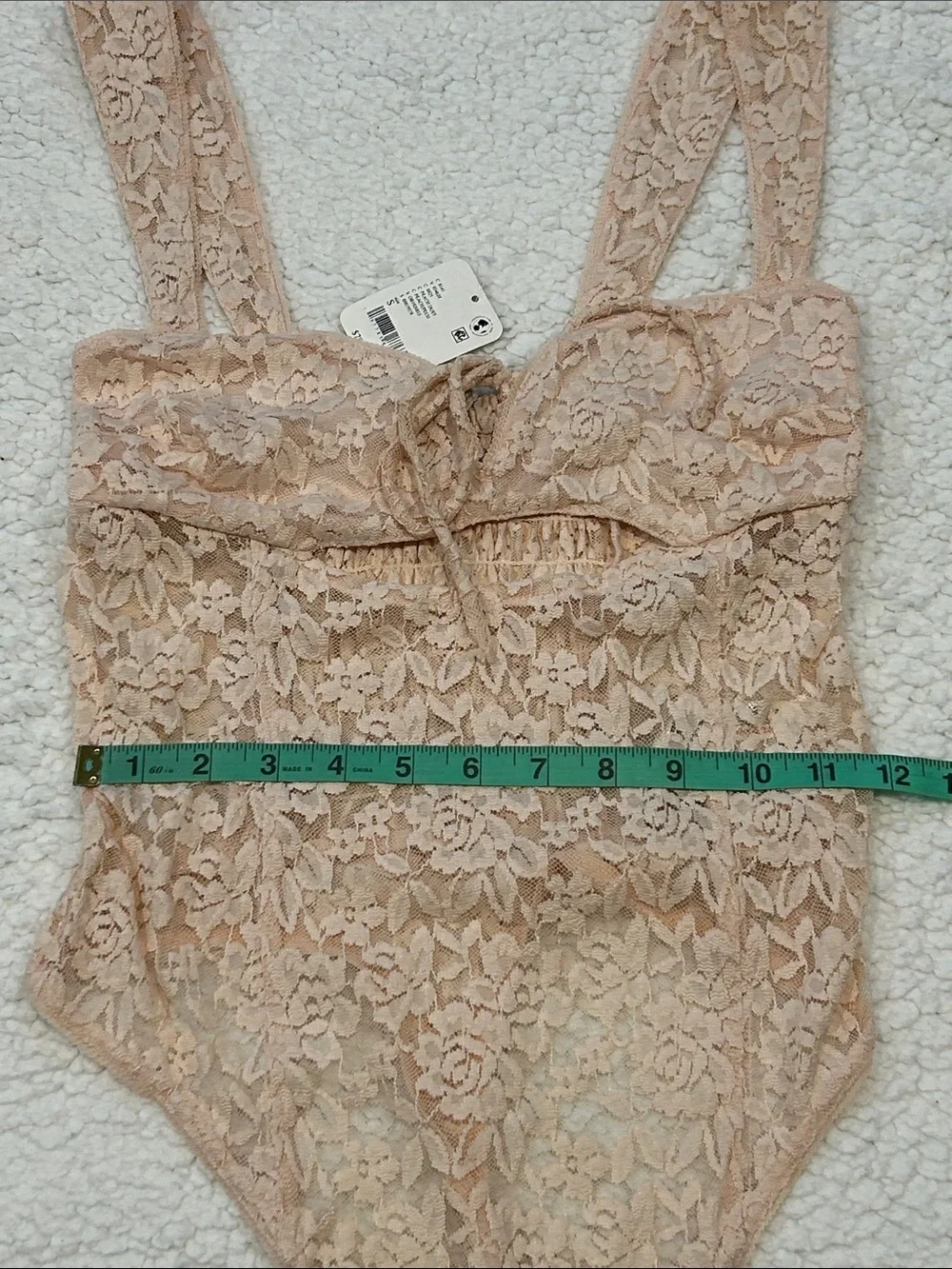 Free People Intimately Strike A Pose Lace Bodysuit size Small Peach Dust
